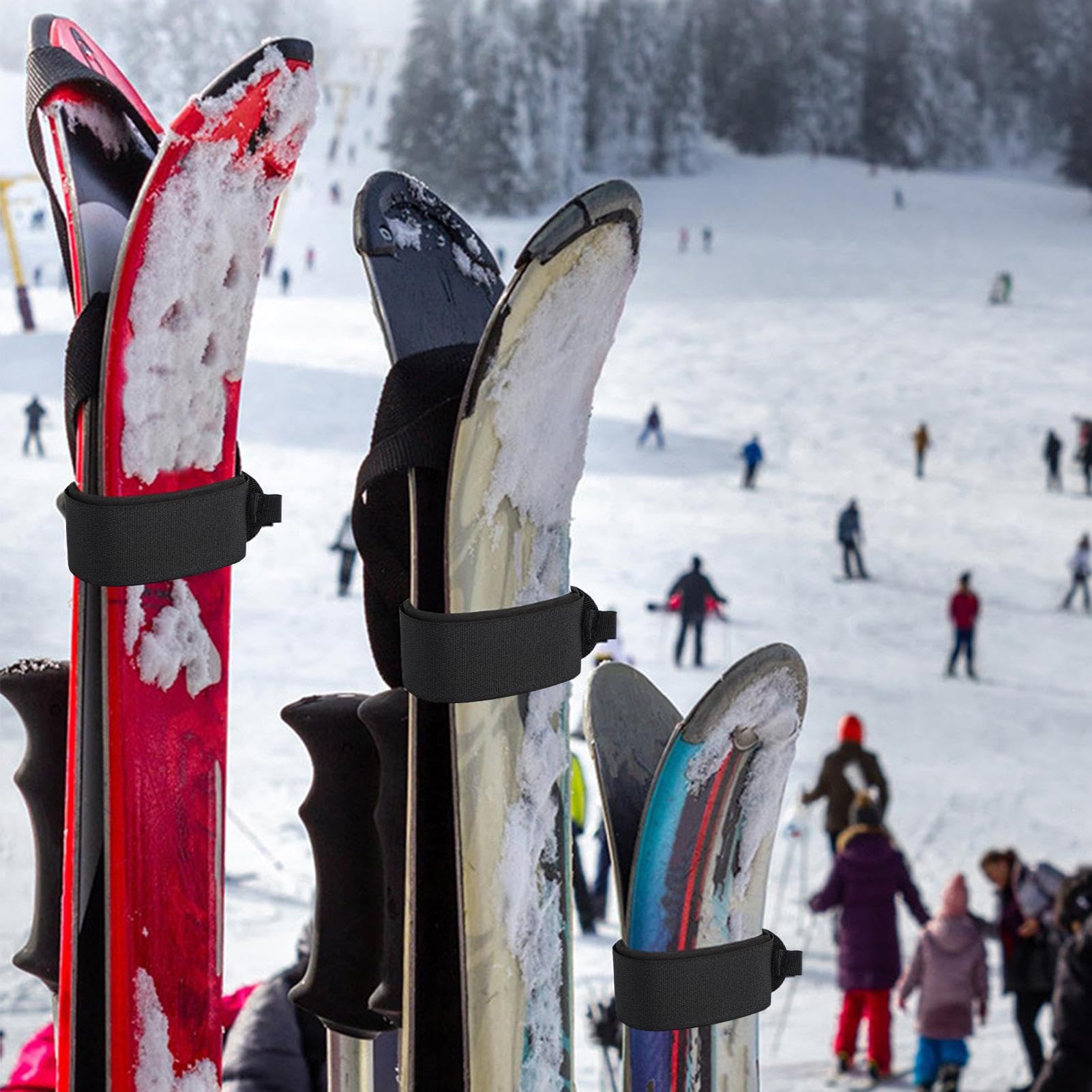 Ski Fastener Straps - Adjustable Carrier Strap Ski Wraps, Ski Straps Ski Fasteners | Heavy-Duty Ski Wraps Carrier, Ski Accessories with Eva Protective Pads Ski Wraps for Skiing Enthusiasts