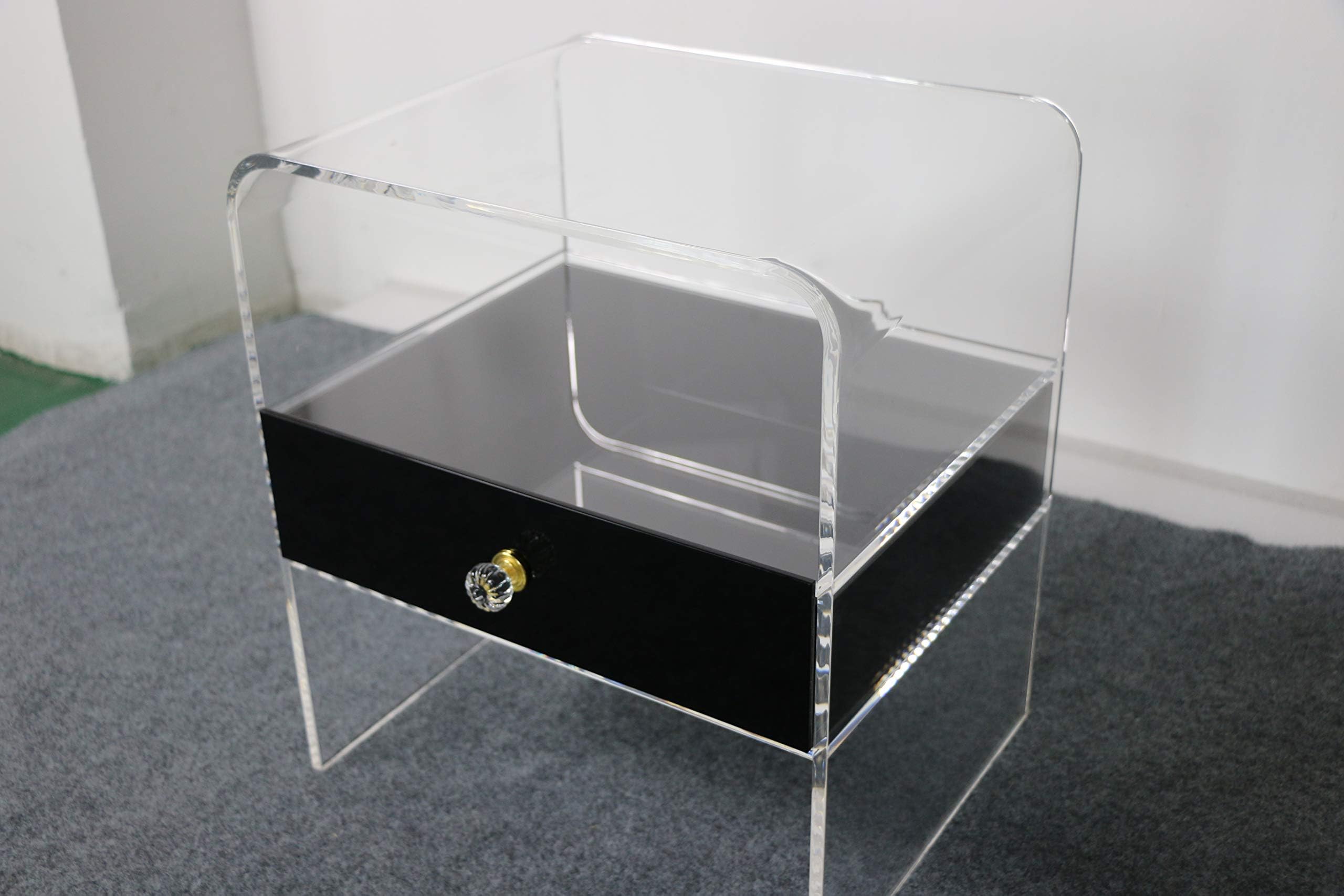 Waterfall Lucite Drawer Nightstand,Acrylic Bedroom Bedside Table