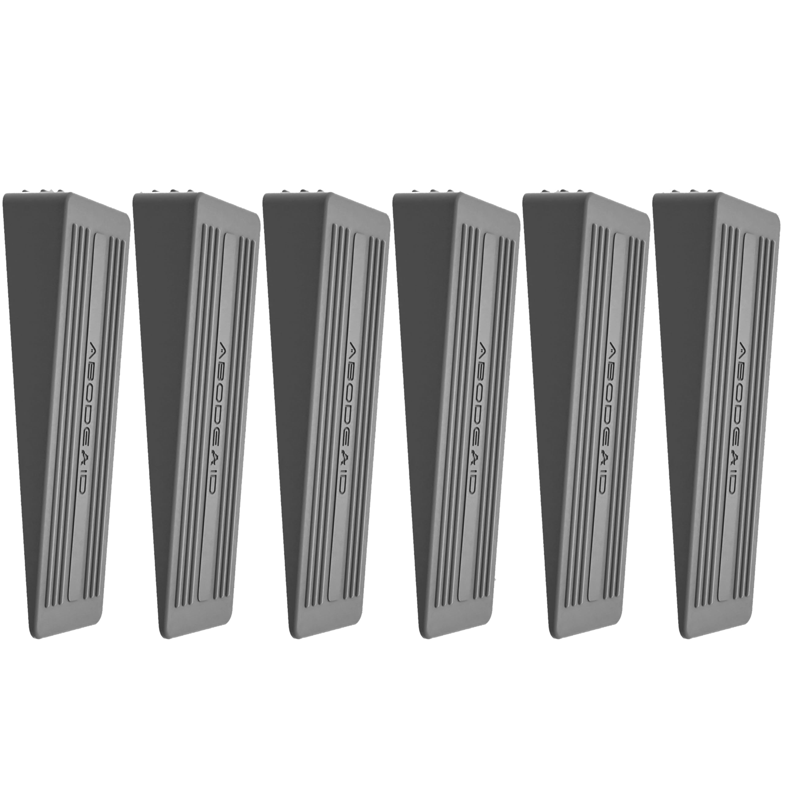 Abodeaid Grey 6 Pcs Rubber Door Stops Indoors - Anti-Skid Durable Door Stoppers For Floor - Heavy Duty Rubber Door Wedges Indoors - Doorstops Wedge