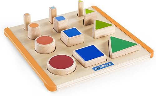 Guidecraft Nest and Stack Shapes, Educational and Learning Toys for Kids, Matching and Sorting Set for Toddlers