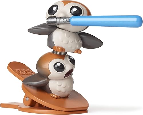 Miniatura 4 de STAR WARS Battle Bobblers Porgs Vs Chewbacca - Figura de acción de batalla recortable, paquete de 2, juguetes para niños a partir de 4 años