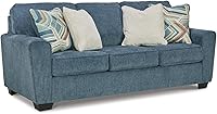 Ashley Cashton Queen Sofa Sleeper with Gel Memory Foam Mattress - Blue 2-in-1 Futon for Guests & Small Spaces