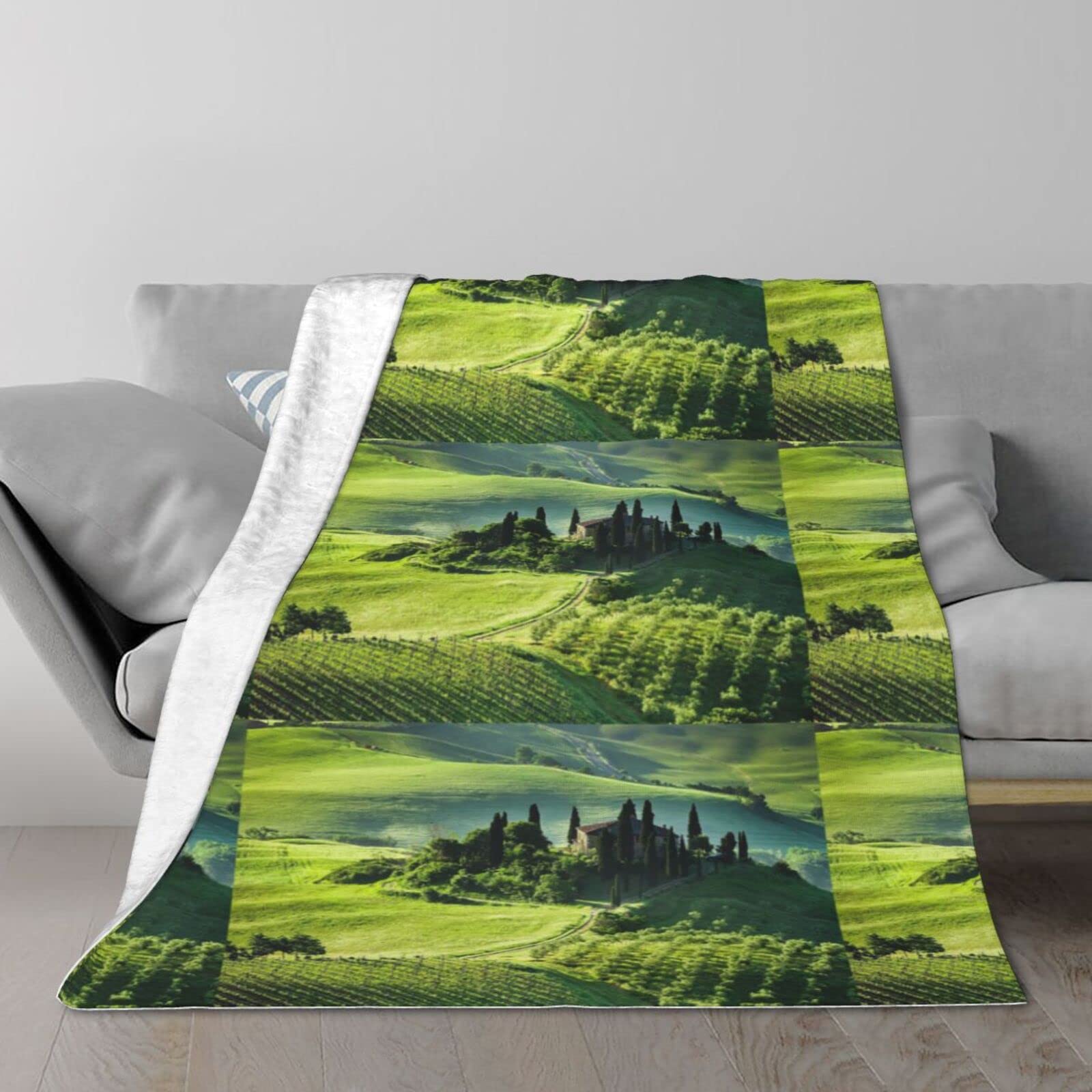 Couverture imprimée ultra douce en polaire haut de gamme Valley of Olive Groves