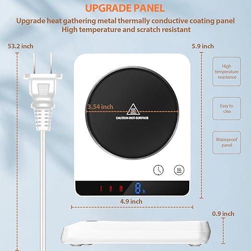 Miniatura 6 de Misby Calentador de tazas, calentador de café y calentador de tazas para escritorio con 3 ajustes de temperatura, encendido y apagado automático por