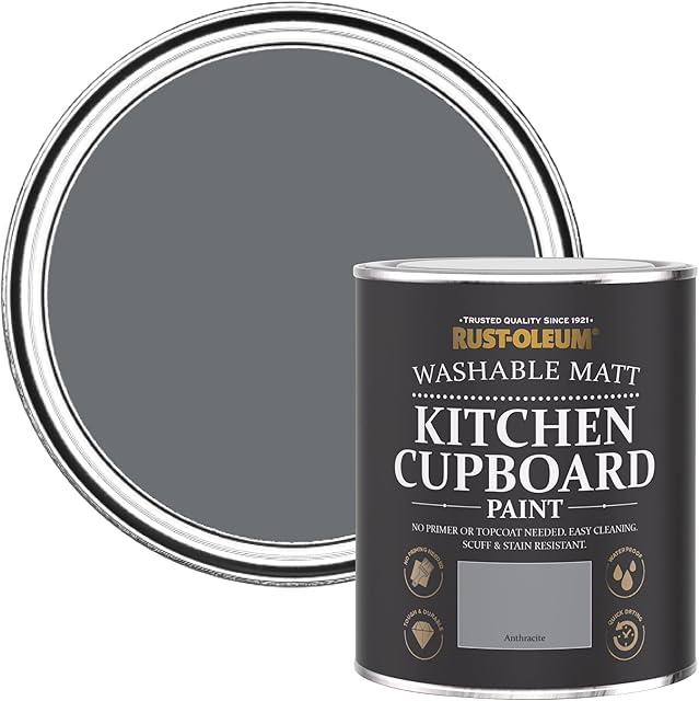 Rust-Oleum Mid Grey Kitchen Cupboard Paint in Matt Finish - Anthracite 750ml