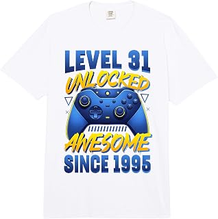 31st Birthday Gamer Level 31 Unlocked Born 1995 Video Games Comfort Colors Adult Heavyweight T-Shirt