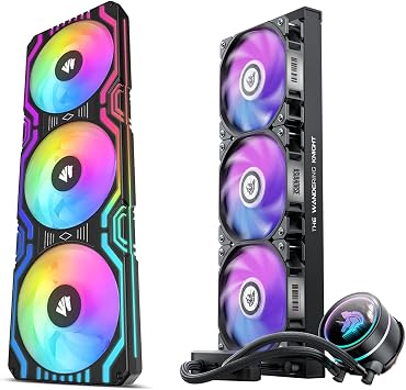 AsiaHorse Matrix-Black Computer Case Fans, All in One Design with WK-A360 AIO CPU Liquid Cooper, Dual High-Performance Pump and 3120mm PWM Fans
