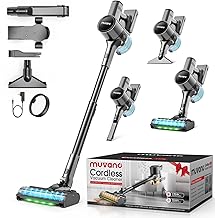 Akku Staubsauger Kabellos Cordless Vacuum Cleaner, 3 Reinigungsmodi 99,9% Filterleistung Akkustaubsauger mit Wandhalterung für Teppiche, Fliesen, Tierhaare, Parkett und Hartböden Schwarz