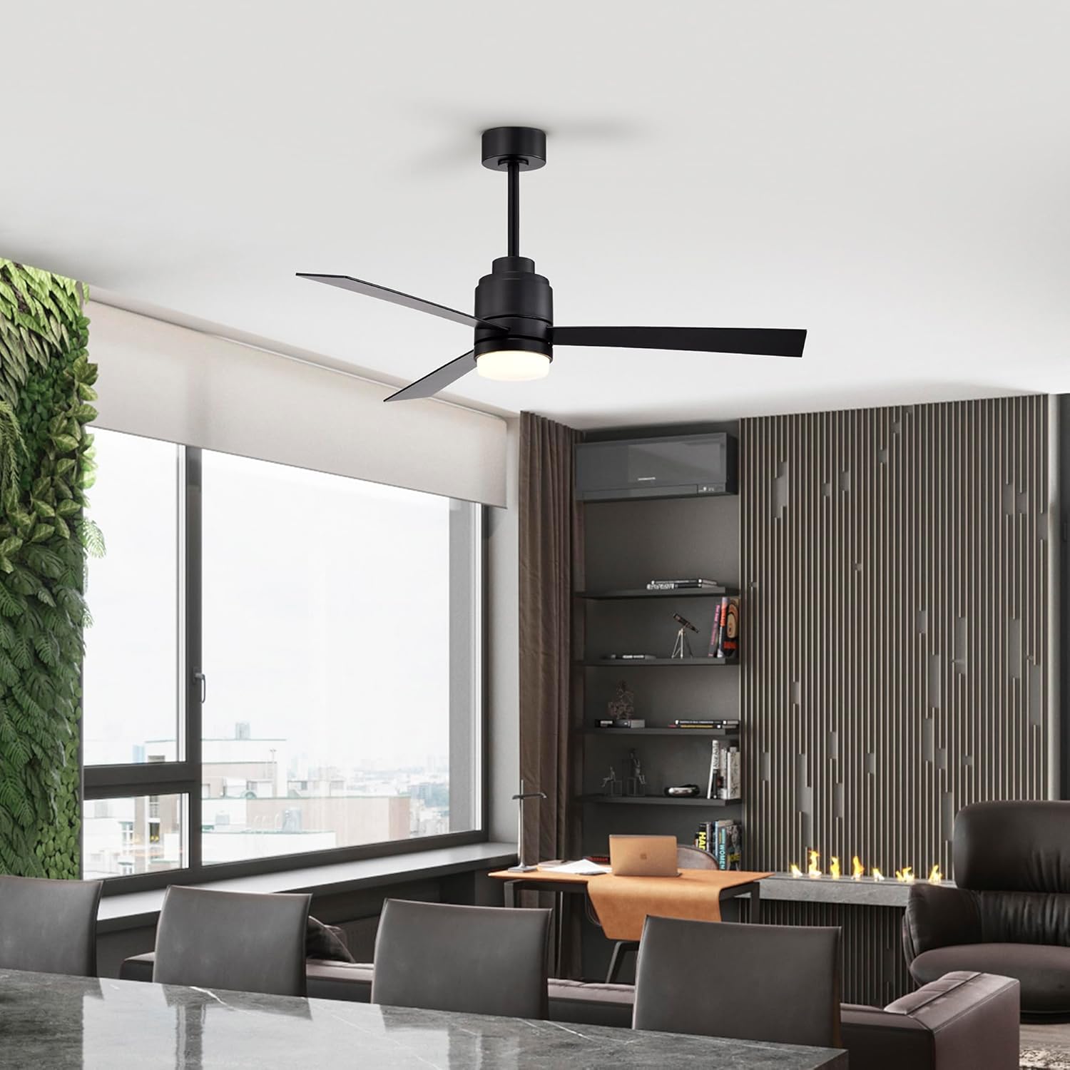 Edvivi 52" Ceiling Fan with LED Light and Remote Control, Matte Black 3-Blade 5CCT 6-Speeds Noiseless Ceiling Fan for Bedroom Living Room