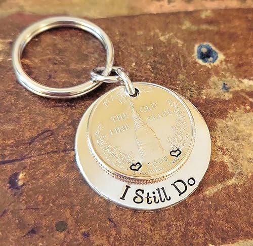 Miniatura 4 de 25 Years and I Still Do 25th Anniversary Gift Wedding Anniversary 1998 Quarter Key Chain with Personalized Options