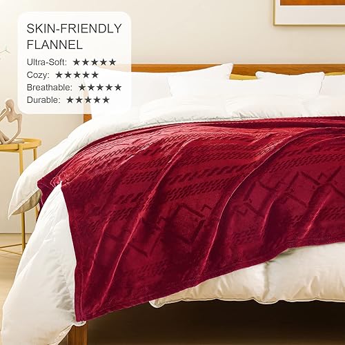 Miniatura 4 de Exclusivo Mezcla Manta suave tamaño Queen, 90 x 90 pulgadas, manta de franela de forro polar, patrón geométrico decorativo, felpa ligera para todas