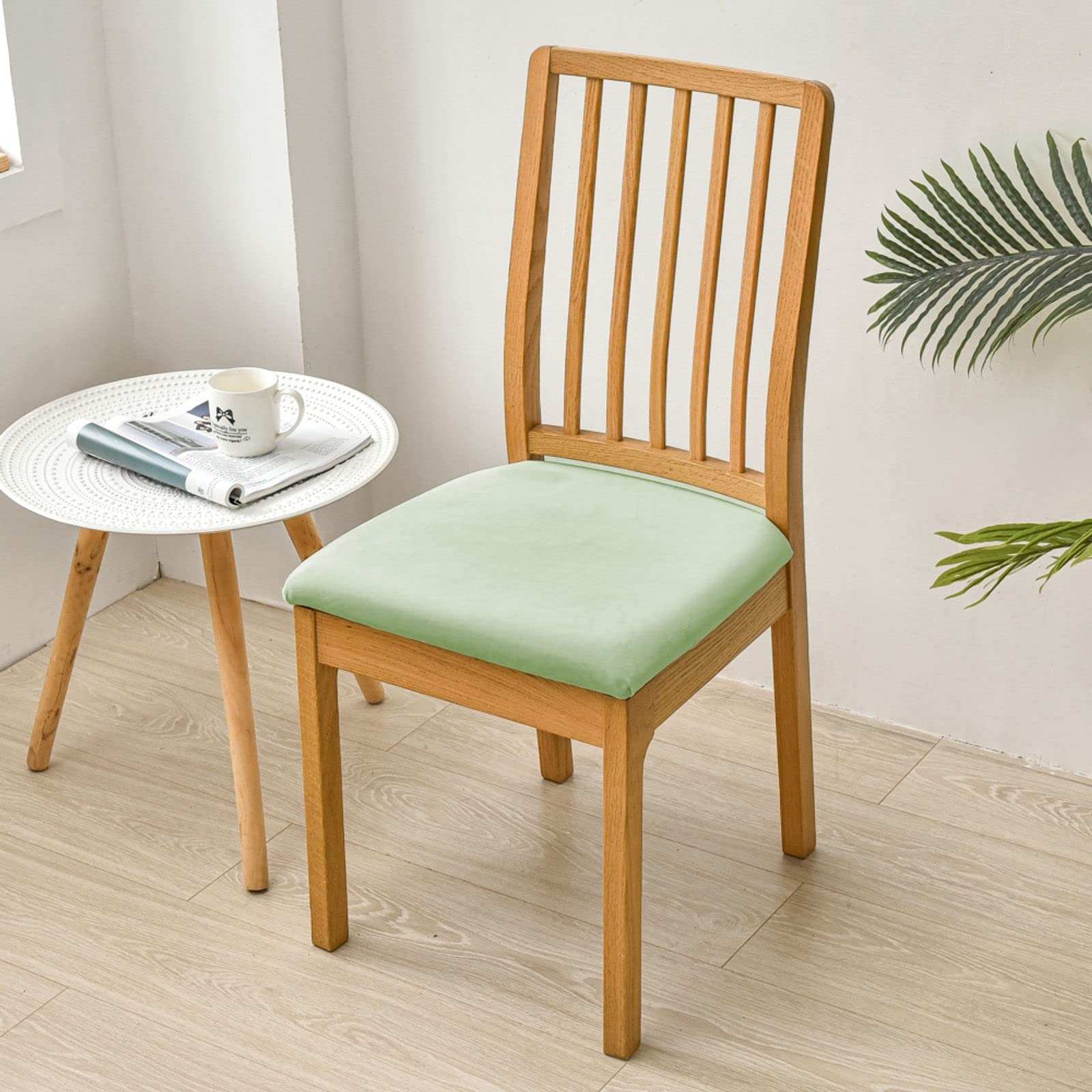 Housses D'assise En Velours Extensible - Lot De 2 - Pour Chaises De Salle à Manger (siège 40-53 Cm) - Lavables, Antidérapantes - Bleu Vert