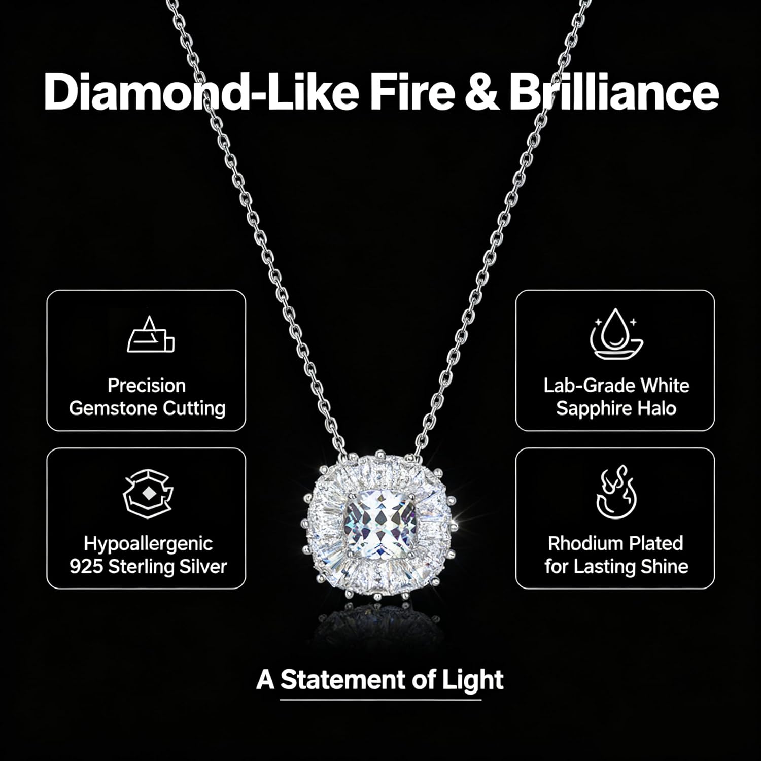 MISS MIMI Solitaire Cubic Zirconia Necklace for Women, 1–3 CT Round,Heart,Princess Cut CZ Options, Bezel or Prong Set in 925 Sterling Silver, Adjustable 16–20" Minimalist Everyday Jewelry - Image 2