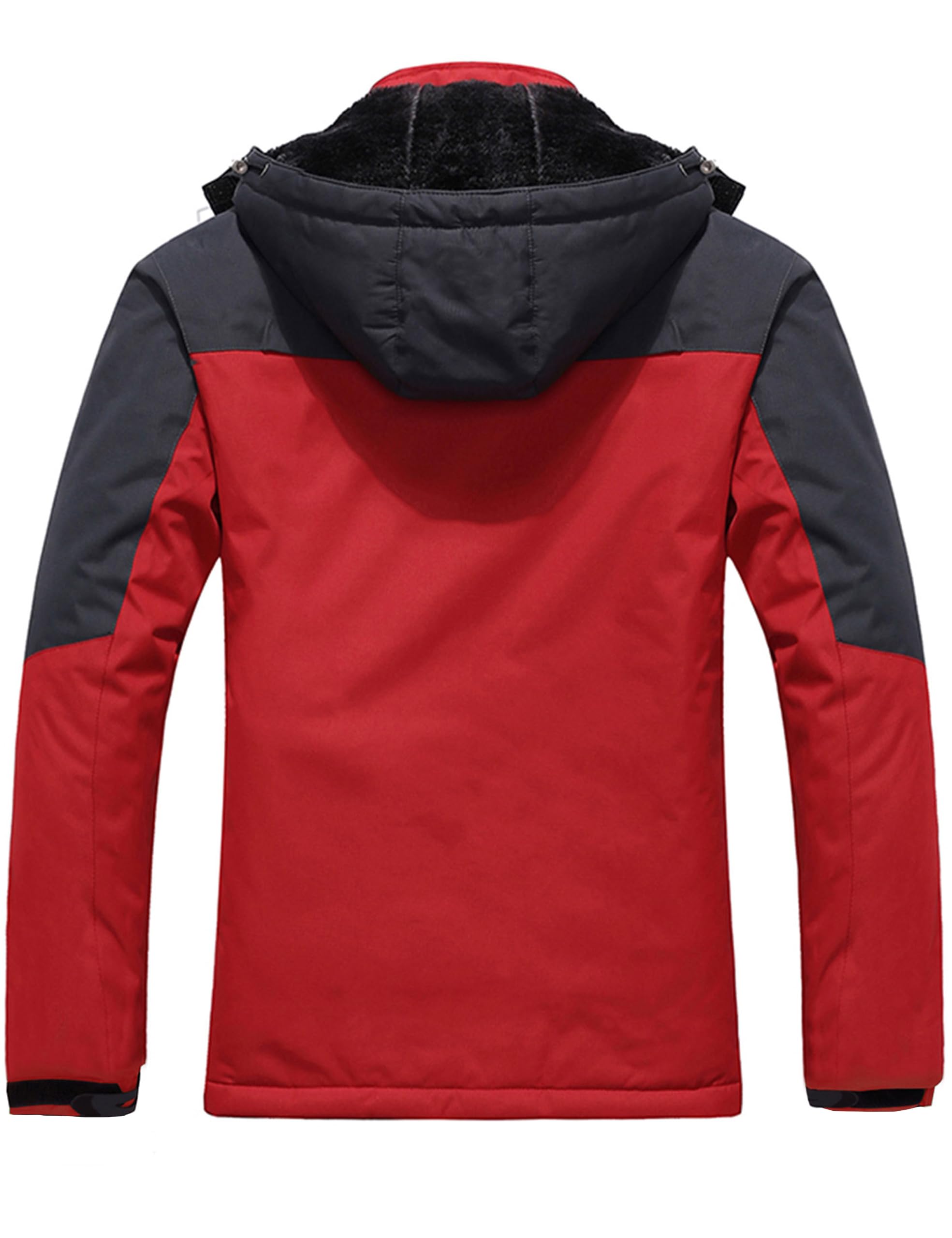 Wantdo Giacca da Sci Montagna Calda Invernale Parka da Neve Imbottita Cappotto da Snowboard in Pile Giubbotto con Cappuccio Impermeabile Uomo