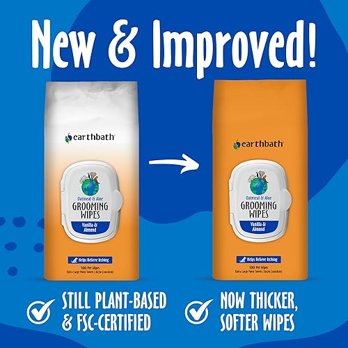 Miniatura 3 de earthbath, Toallitas de aseo de avena y aloe, toallitas para perros para patas y traseros, las mejores toallitas para mascotas para perros y gatos,