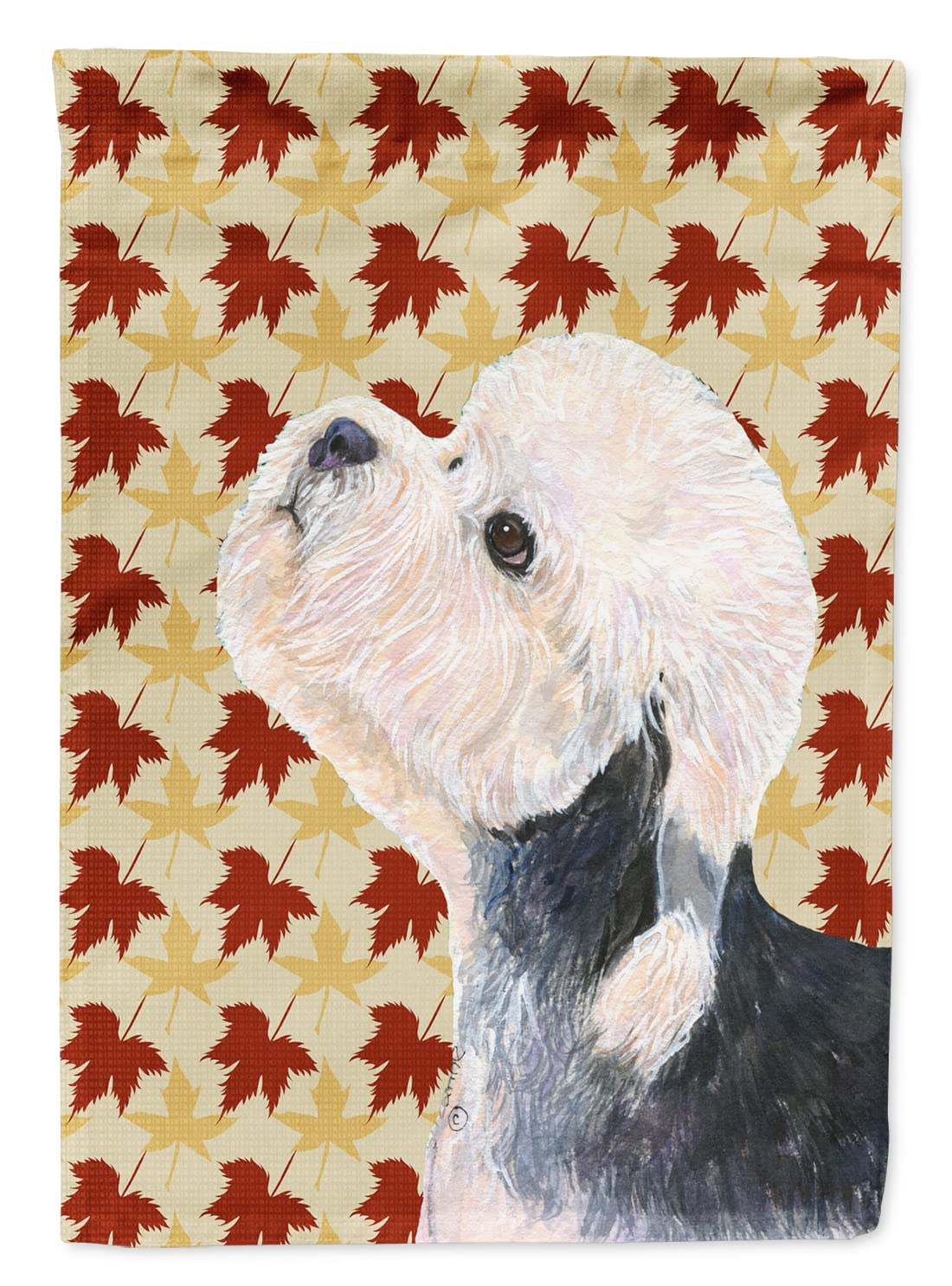 Dandie Dinmont Terrier drapeau grand format en toile le cadeau d'automne idéal pour passionné