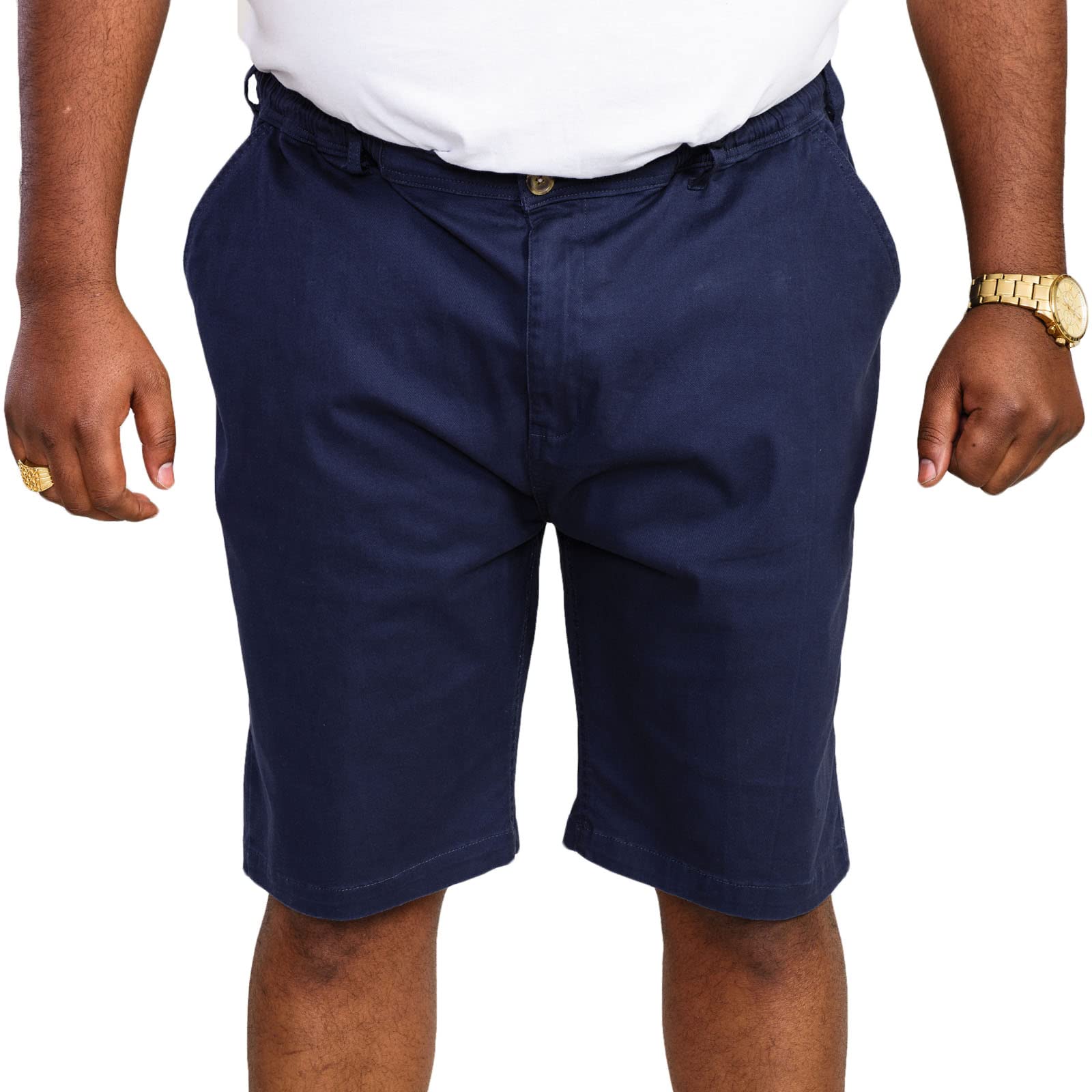 D555 Men's Navy Butley Big Tall Elasticated Shorts - 5XL