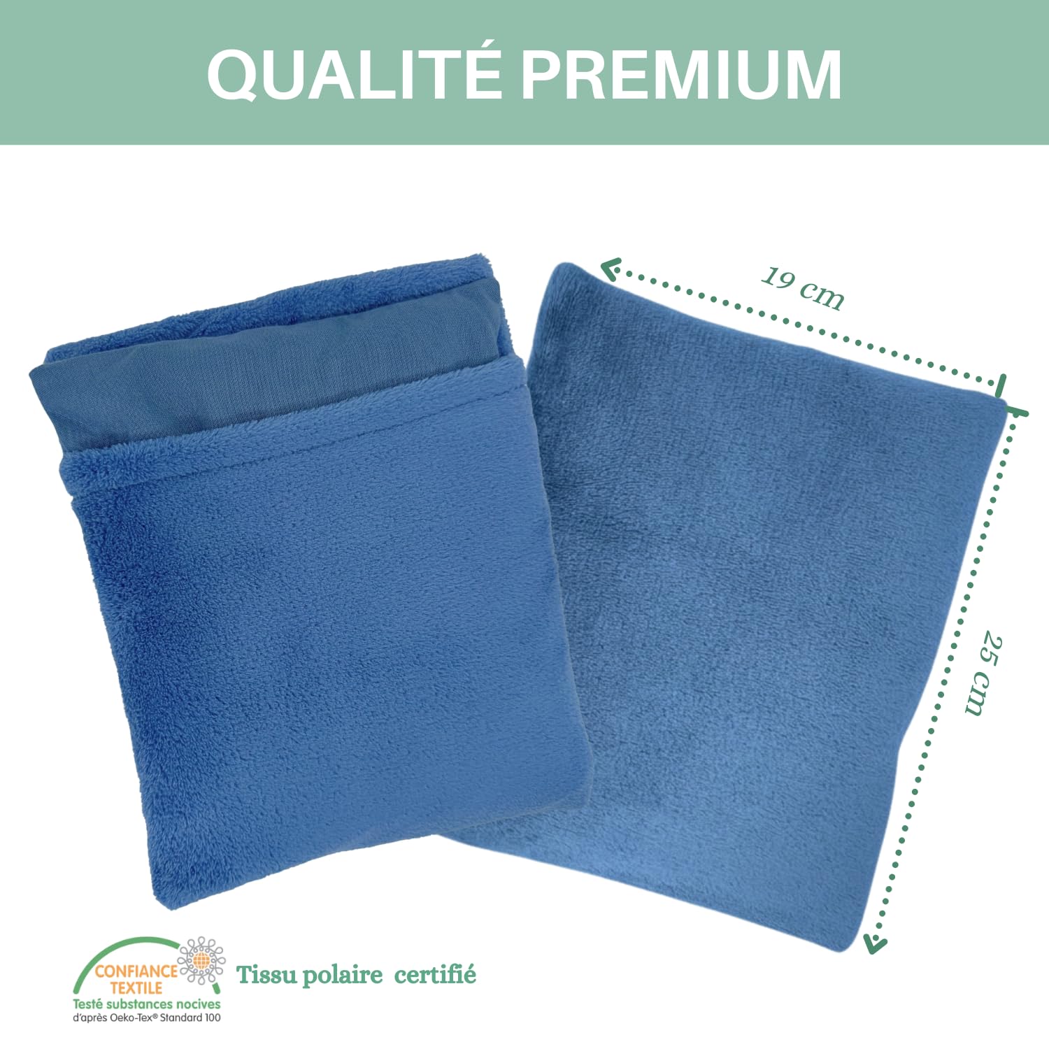 Coussin chauffant micro-onde noyaux de cerise | bouillotte noyau de cerise avec housse peluche lavable | soulagement bebe anti colique,regles douloureuses, cervicales, dos, naturel et bio (Bleu)
