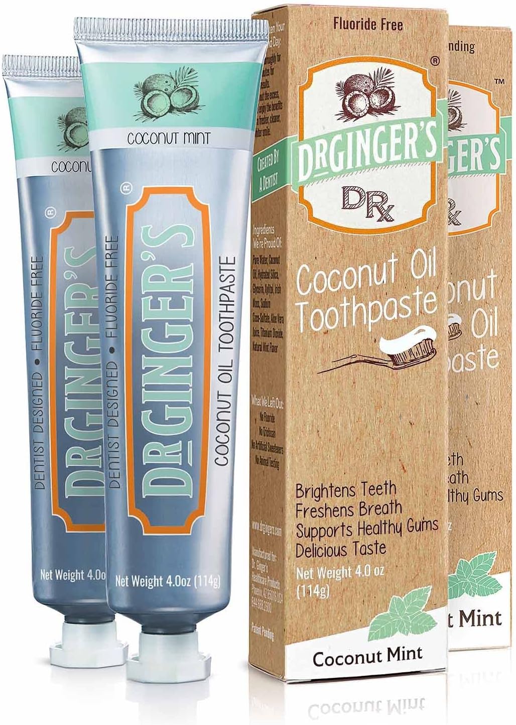 Dr. Ginger's Coconut Oil Toothpaste, AllNatural Oil