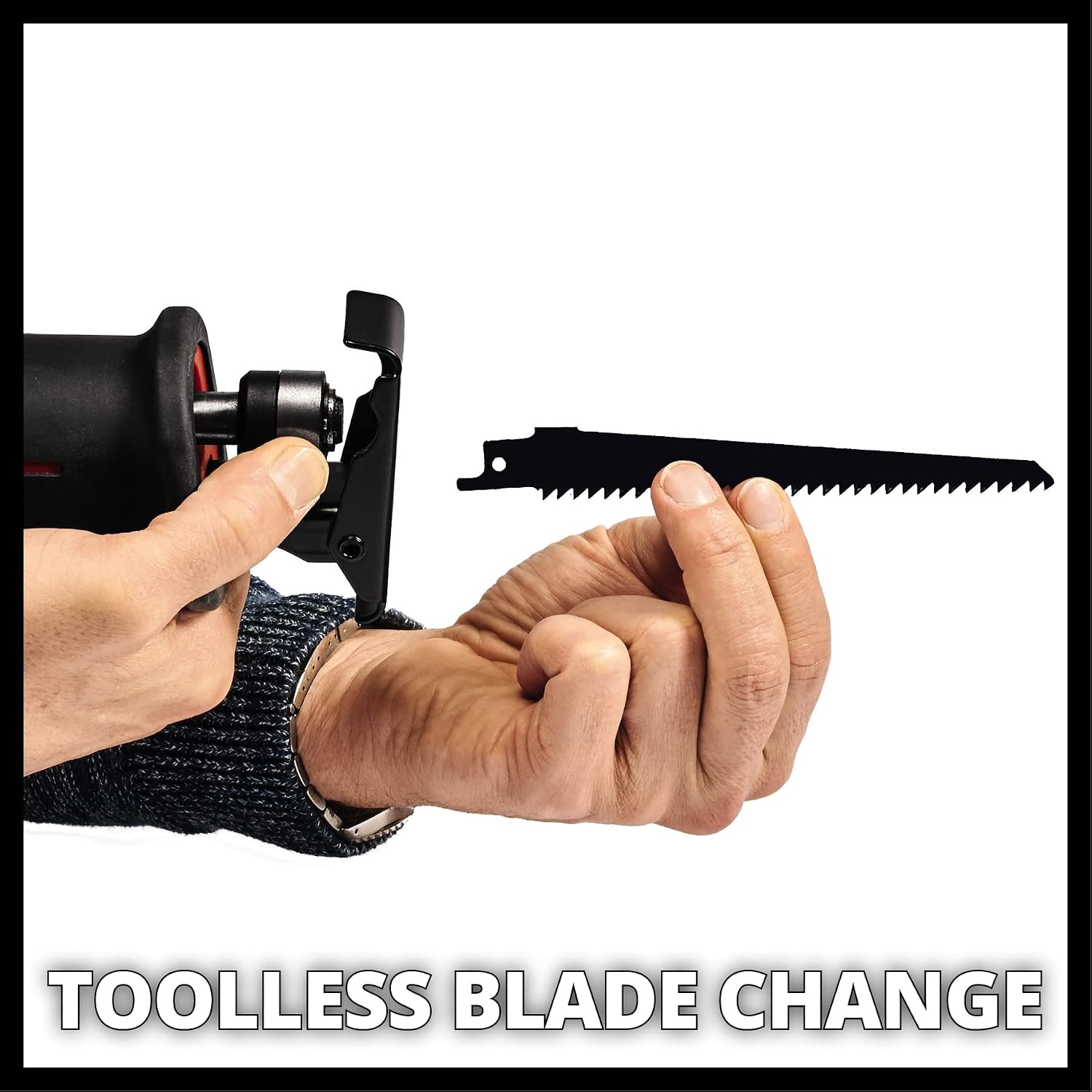 Einhell Sierra de sable inalámbrica - TE-AP 18/22 Li-solo, con Power X  Change - 18 V, 2600 1 / min máx., 100 mm máx, hoja de 8 cm incluida. motor  Triathlon. No