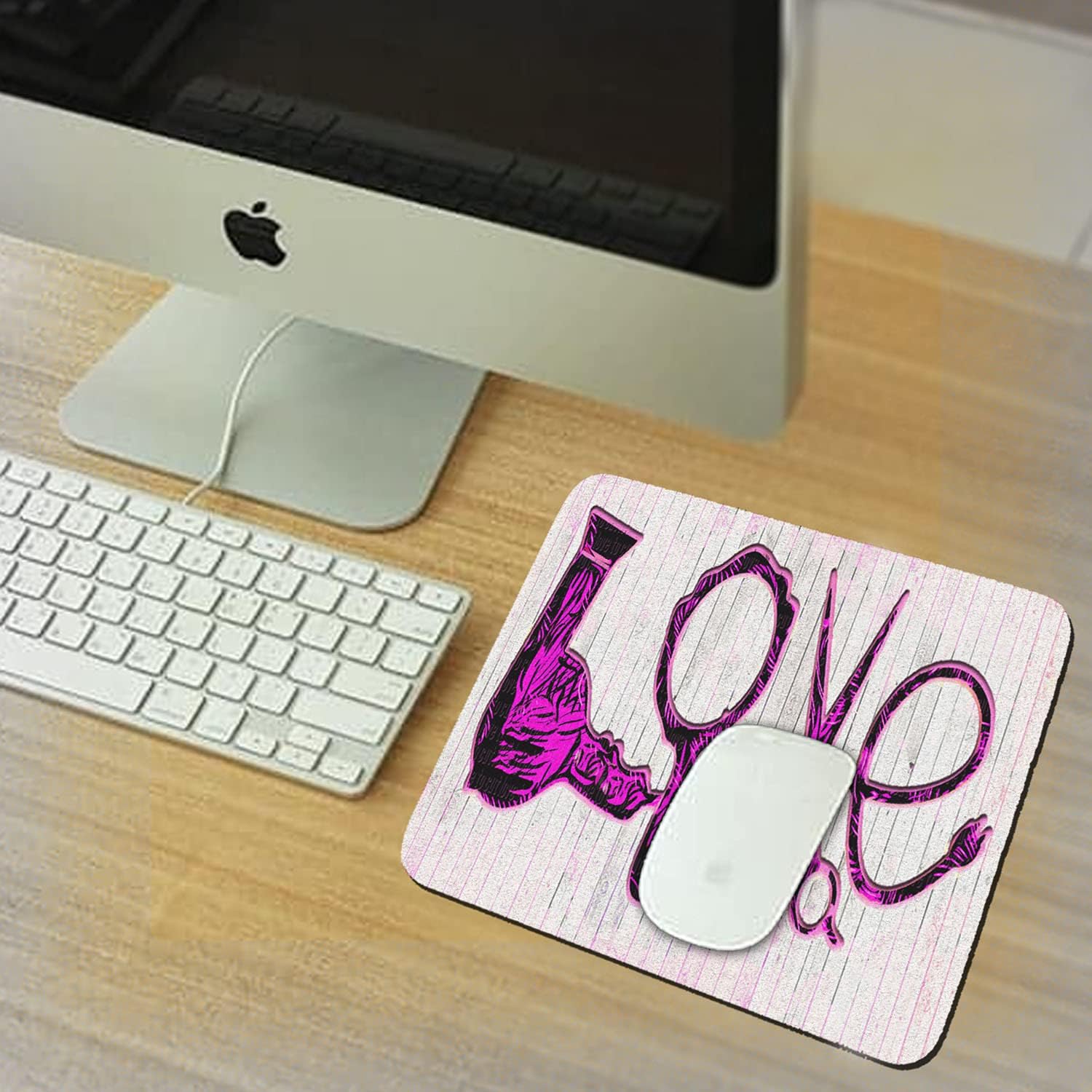 Love Hair Salon Stylist Mousepad Trivet Cooking Hot Pad