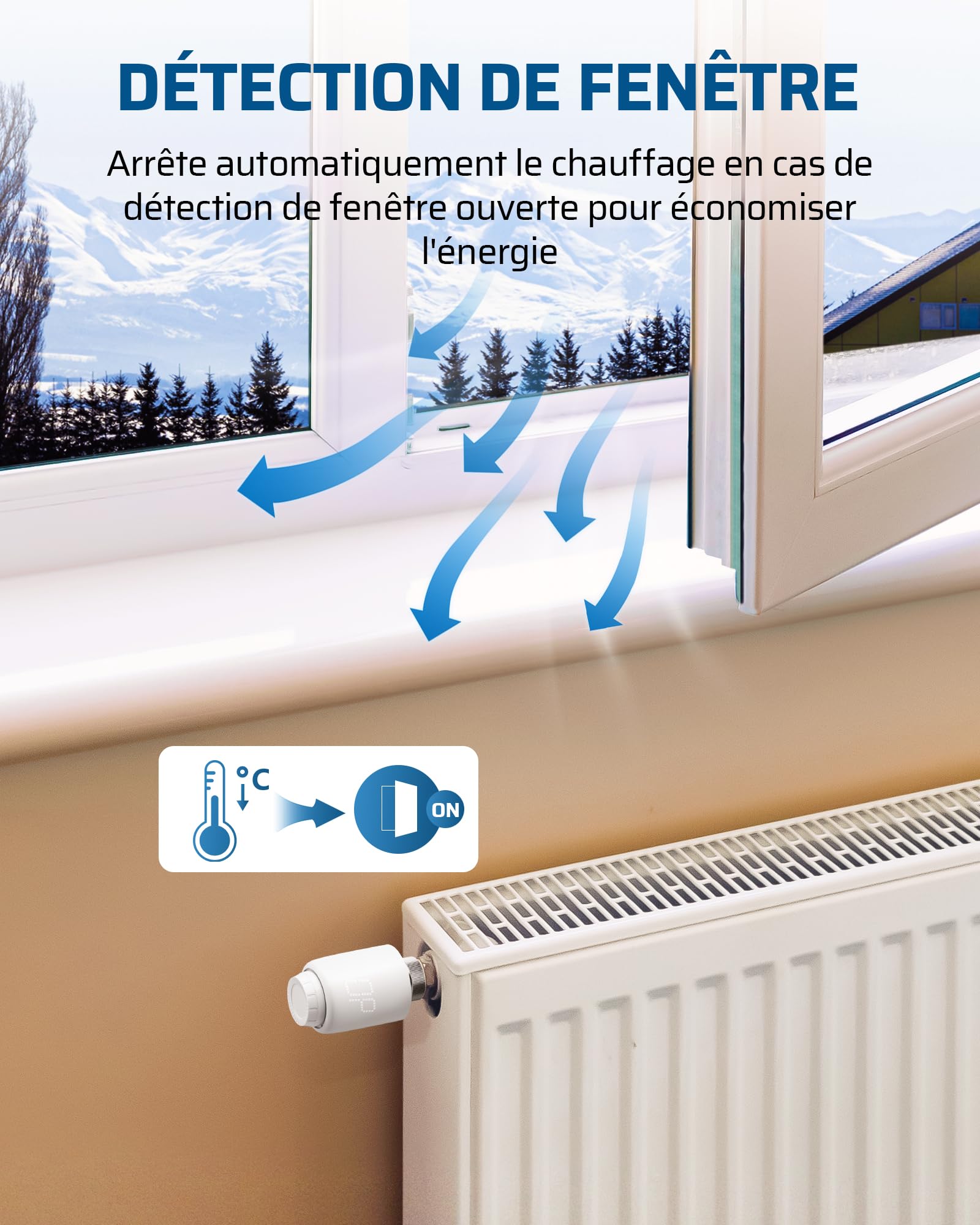 DEWENWILS Thermostat Radiateur Intelligent WiFi, Aucun Passerelle Requise | Thermostat Radiateur Programmable, Contrôle App, Compatible Alexa & Google Assistant, Économie d'Énergie
