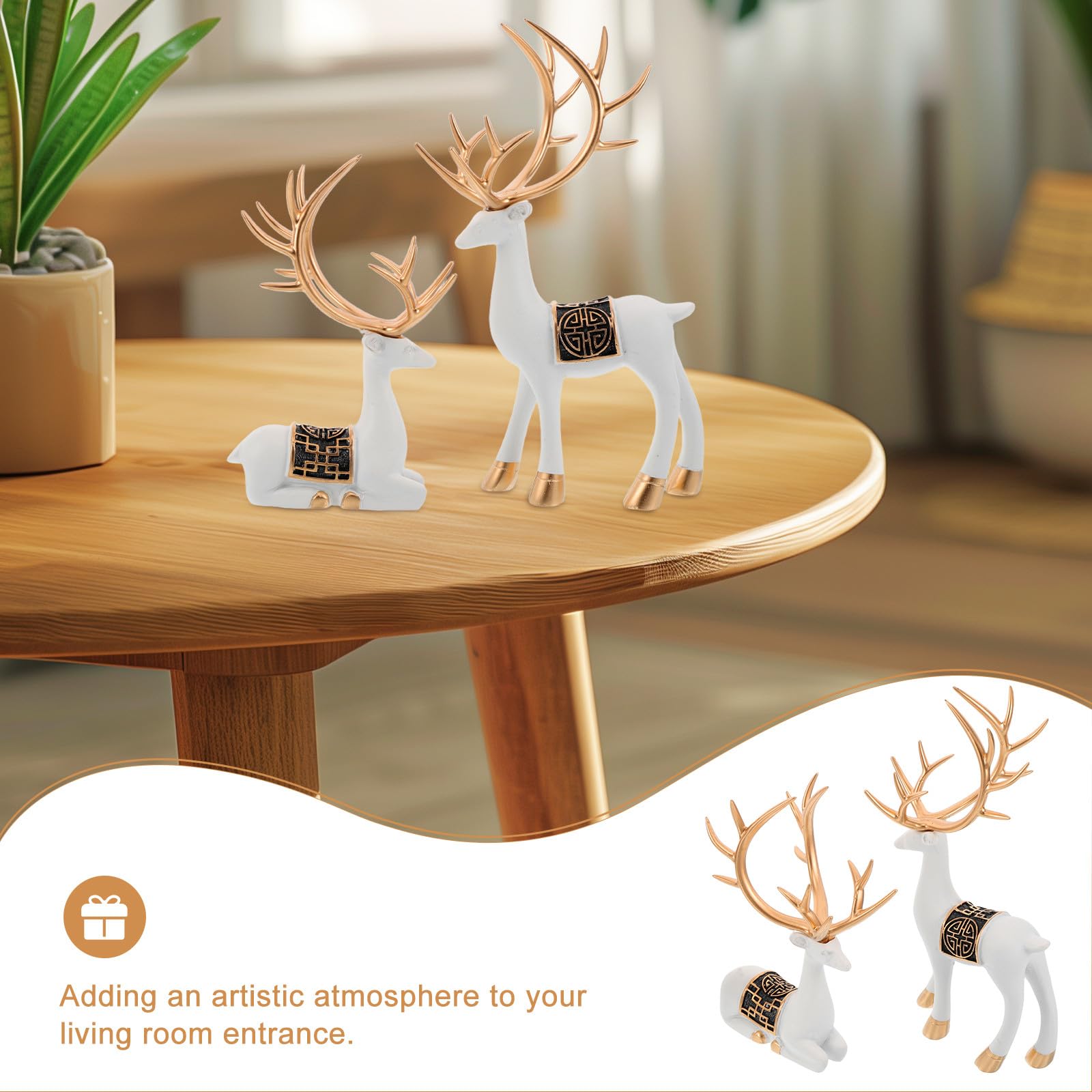 UPKOCH 1 Paar Rentierschmuck aus Keramik Vielseitig Platzierbare Elch Dekoration mit Elegantem Retro Design für Wohnzimmer und Bücherregal