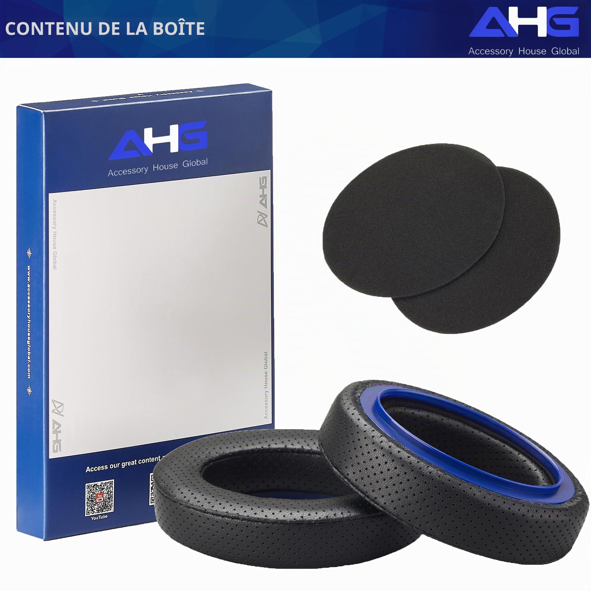 AHG Coussinets de Rechange en Peau de Mouton Perforée pour Sennheiser HD 650/600/660S/660S2, Massdrop X HD 6XX, HD58X Jubilee, HD580 et HD565 - Mousse Double Couche
