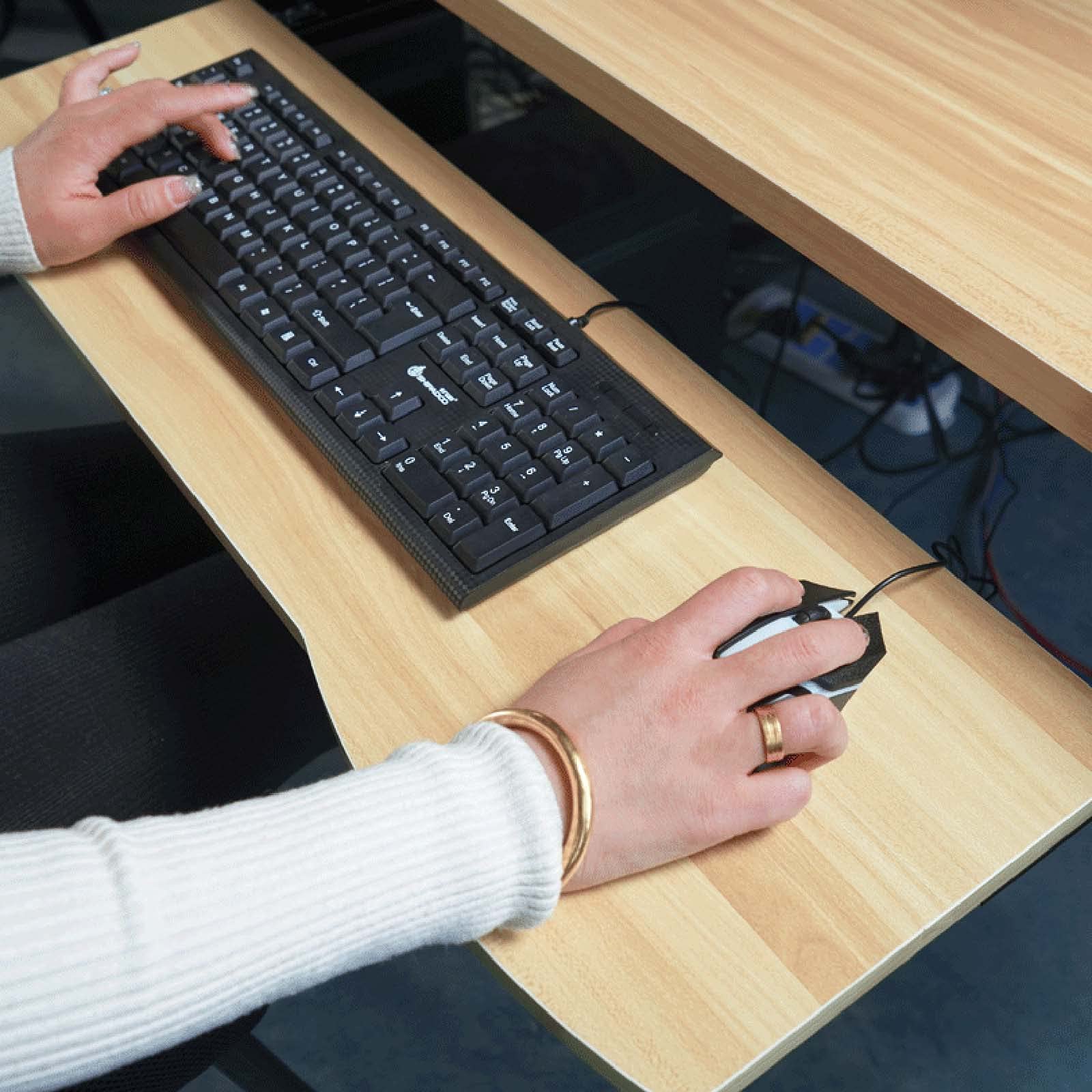 Toetsenbordlade, uitschuifbaar onder het bureau, met C-klem, groot formaat, stabiel