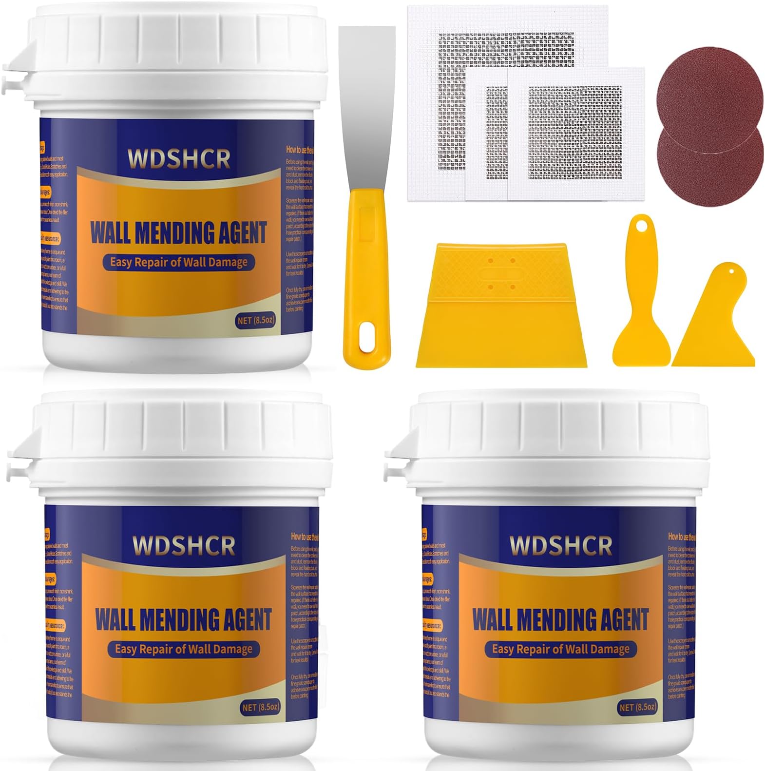 Drywall Repair Kit Drywall Hole Repair Patch Kits Wall Spackle Repair Paste with 8.5OZ White Wall Repair Putty with Scraper, Wall Surface Hole Fill Quick and Easy Solution (3Pack)