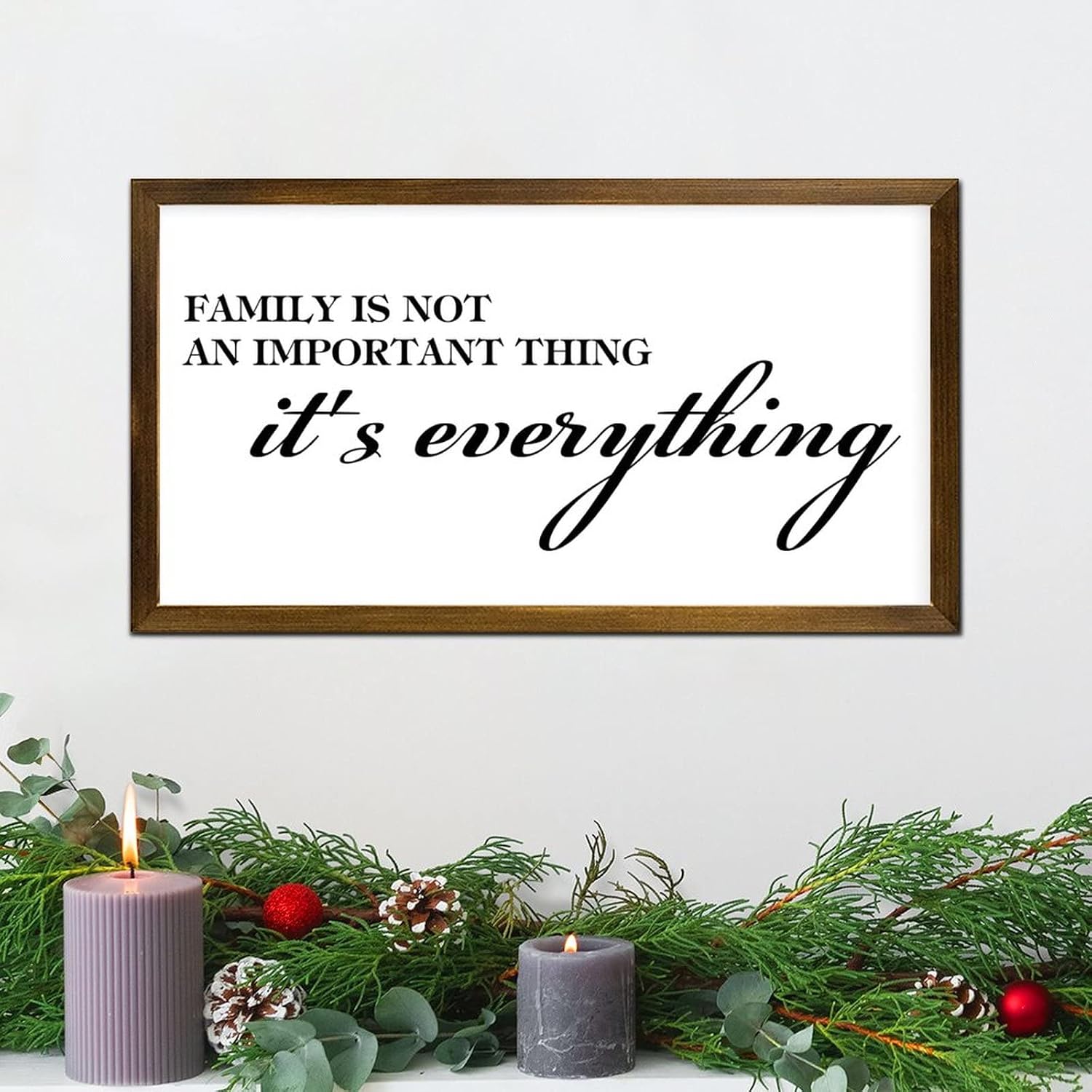 Bible Verse Christian Scripture Wood Framed Wall Sign Family is Not an Important Thing It's Everything Frame Wall Decorations Signs Farmhouse Sign Wall Decor Framed Wood Sign 12x22in