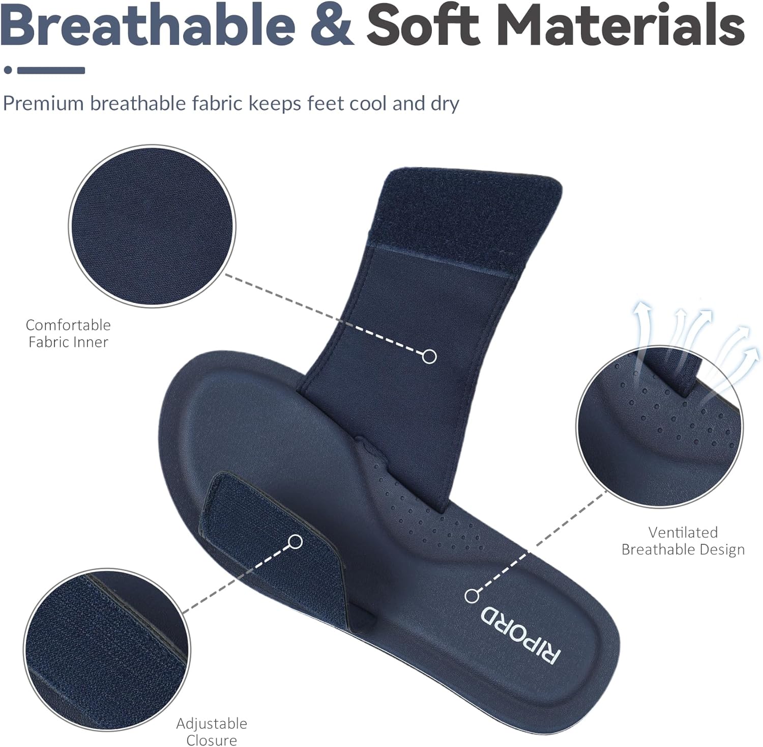 Mens Adjustable Slides Sandals Slip On Sandals Comfortable Athletic Anti-Slip Slides