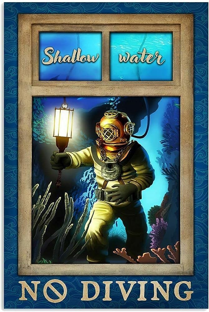 Bioprocess Diving Shallow Water No Diving Poster Metal Tin Sign Poster 8X12 Inches