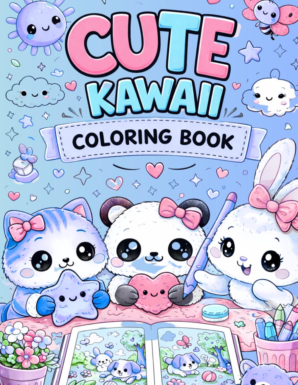 Cute Kawaii Coloring Book: 100 Cute Kawaii Coloring Pages for Kids Ages 4-8, Adorable Animals, Fun and Relaxing Activity Book (Kawaii Coloring Collection)