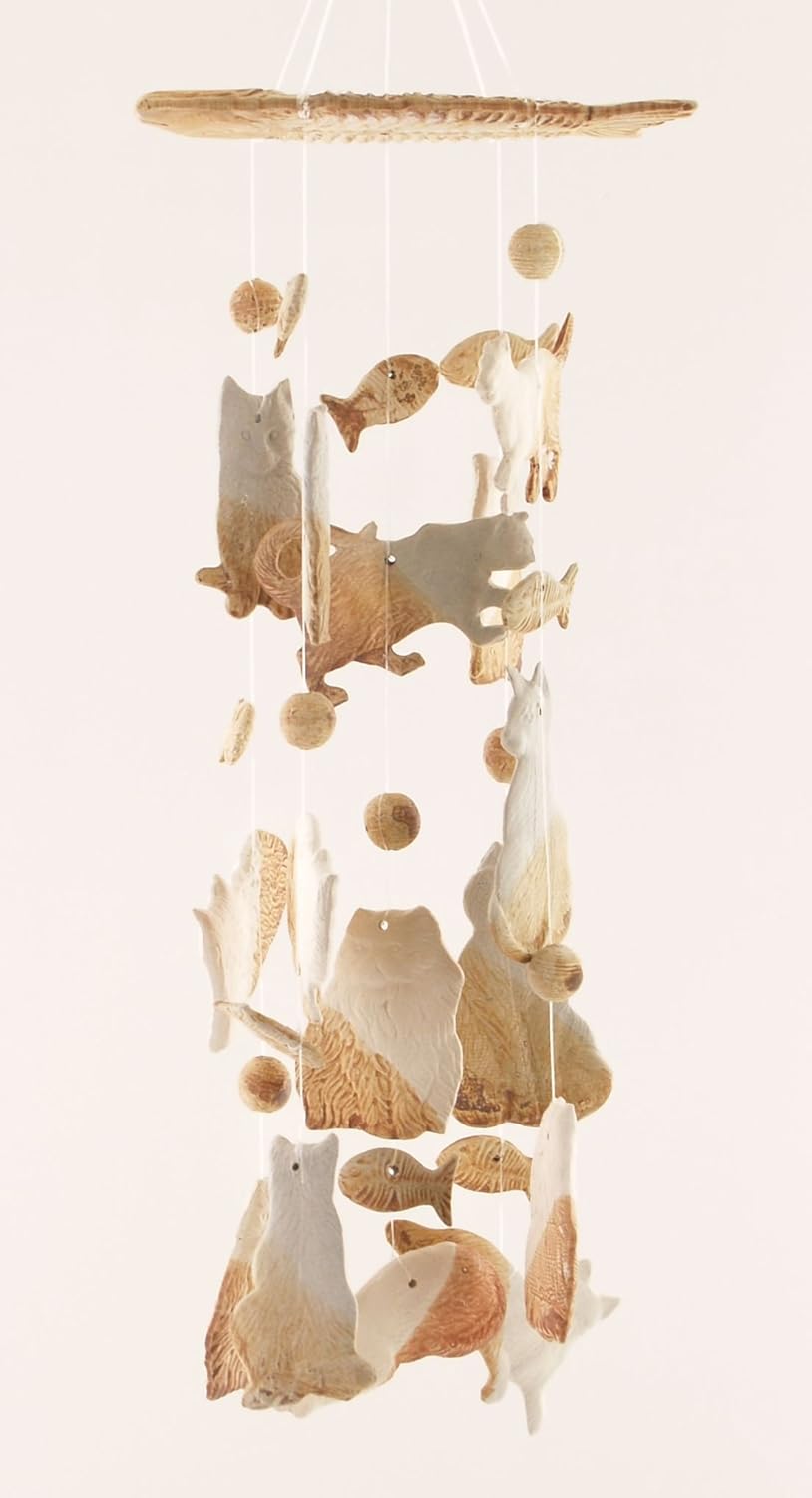 Here Kitty Cat House Pet 14 Inch Wind Chimes Garden Decor
