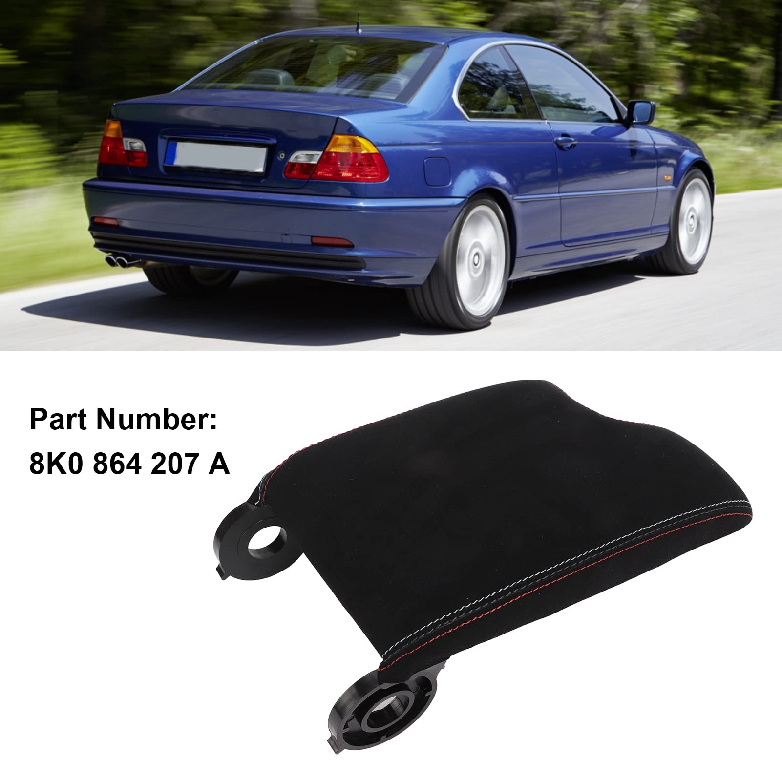 Coperchio del Bracciolo con Cucitura Tricolore in Resistente Pelle PU per Modello E46 1999‑2004 per 320i 325Ci 2001‑2005