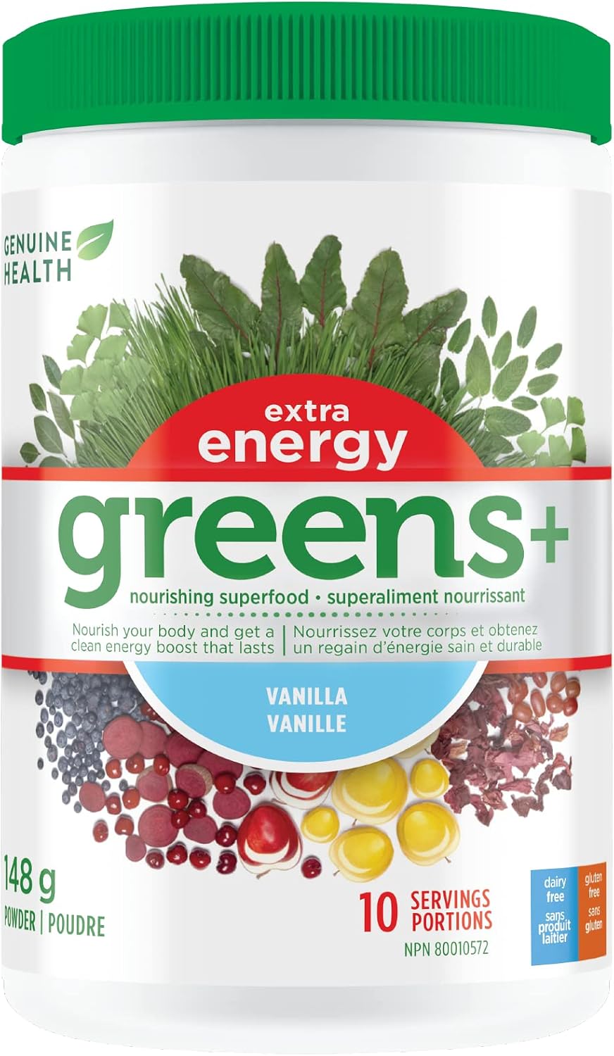 Genuine Health Greens+ Extra Energy, 10 servings, Superfoods