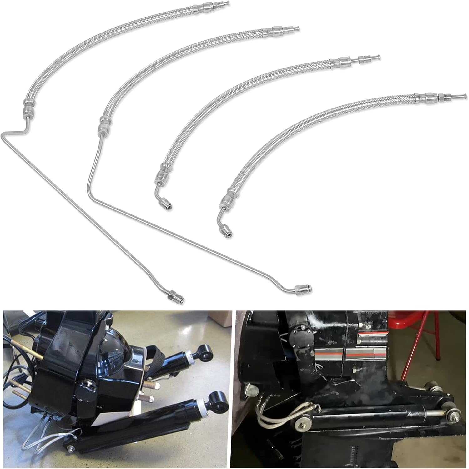 Kit de tuyau hydraulique de rechange d'origine pour système d'inclinaison/coupe Mercruiser Alpha One & Bravo – Avec 4 tuyaux – Convient pour 32-864589, 32-864588