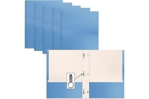 Better Office Products Light Blue Paper 2 Pocket Folders with Prongs