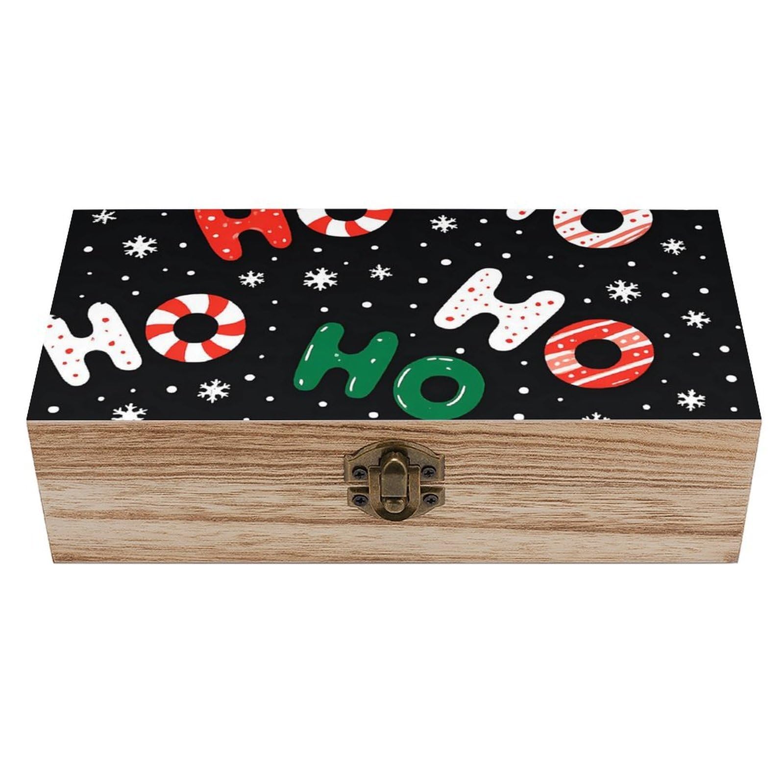 HLBSDM Christmas Hoho & Snowflakes Retro Wooden Storage Box Jewelry Art Gift Boxs Decorative Keepsake Boxes