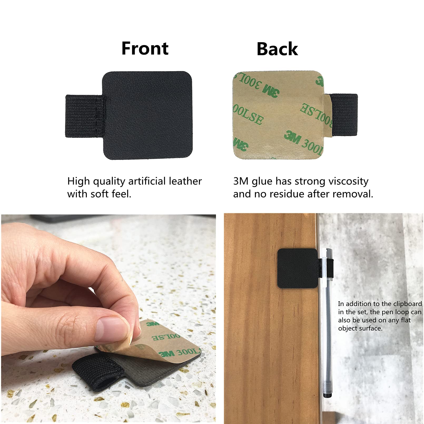 Portapapeles de plástico y lápiz de bucle, para notas, menú, tarjeta de crédito, negro, 4 x 9 pulgadas, paquete de 6
