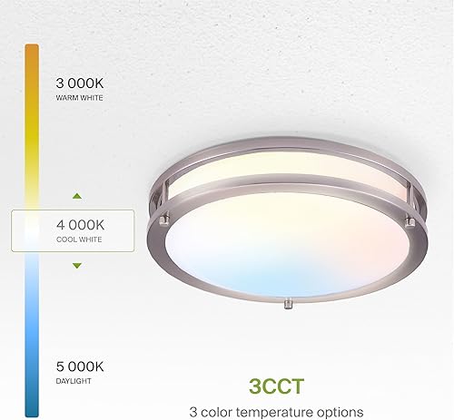 Miniatura 6 de ASD Lámpara de techo LED con sensor de movimiento de montaje empotrado de 12 pulgadas, 3 colores seleccionables 3000K 4000K 5000K, 120-277V, 15W