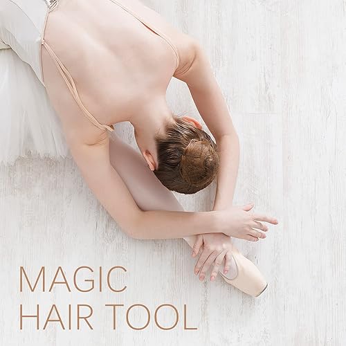 Miniatura 9 de 50 redes para el cabello para moños, juego de moños de malla con borde elástico invisible de 20 pulgadas con 40 horquillas para el cabello, donas