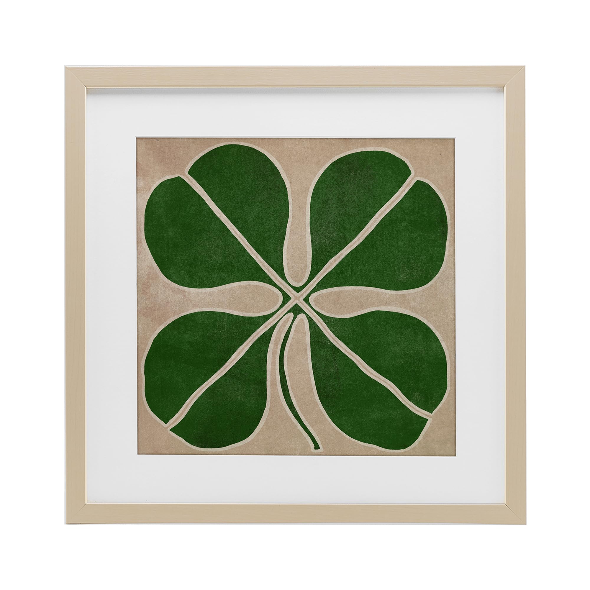 Tableau bouleau quatre feuilles sous verre pour un salon zen moderne