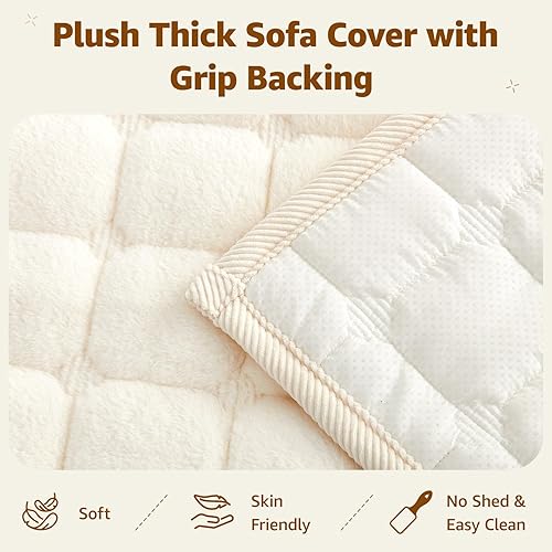 Miniatura 3 de LOOBANI Funda de sofá lavable para perros fundas mullidas para sofá, aptas para mascotas, de 27.6 x 59 pulgadas, funda gruesa protectora para sofá