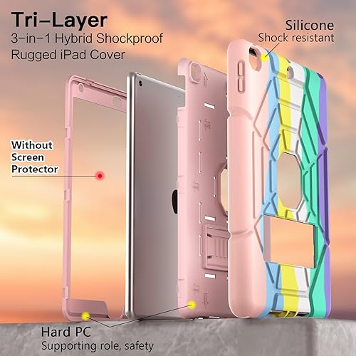 Miniatura 3 de Grifobes Fundas para iPad de 65 generación 20182017, para iPad Air 2 2014 de 9.7 pulgadas, resistente a prueba de golpes y resistente funda
