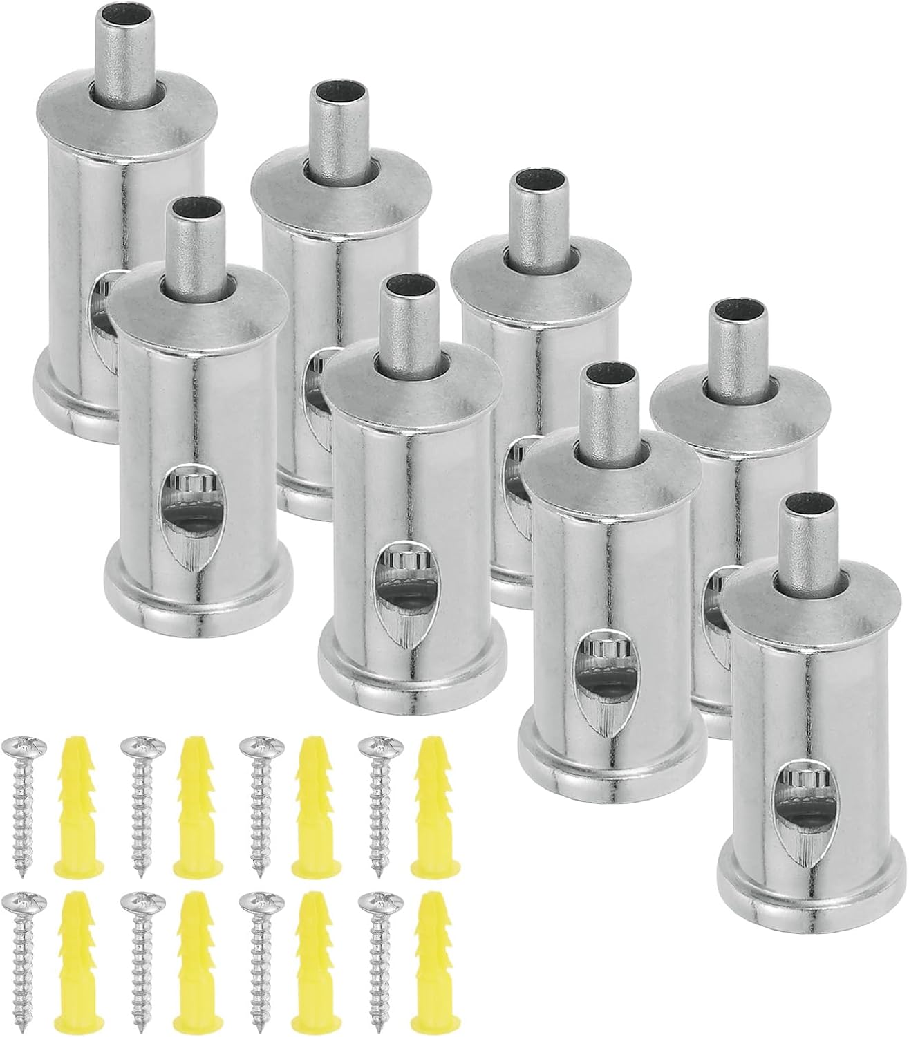 MECCANIXITY 8 Set Cord Grip Adjuster for 1/16"-1/8" (1.5-3.5mm) Cable, Adjustable Steel Wire Rope Locking Clamp Connector with Mount Screw Kit for Chandelier DIY Lighting, Bright Silver