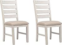 Signature Design by Ashley Skempton Modern Farmhouse Dining Chairs Set of 2, Ladderback Wood, White/Light Brown, 18"W x 22"D x 39"H