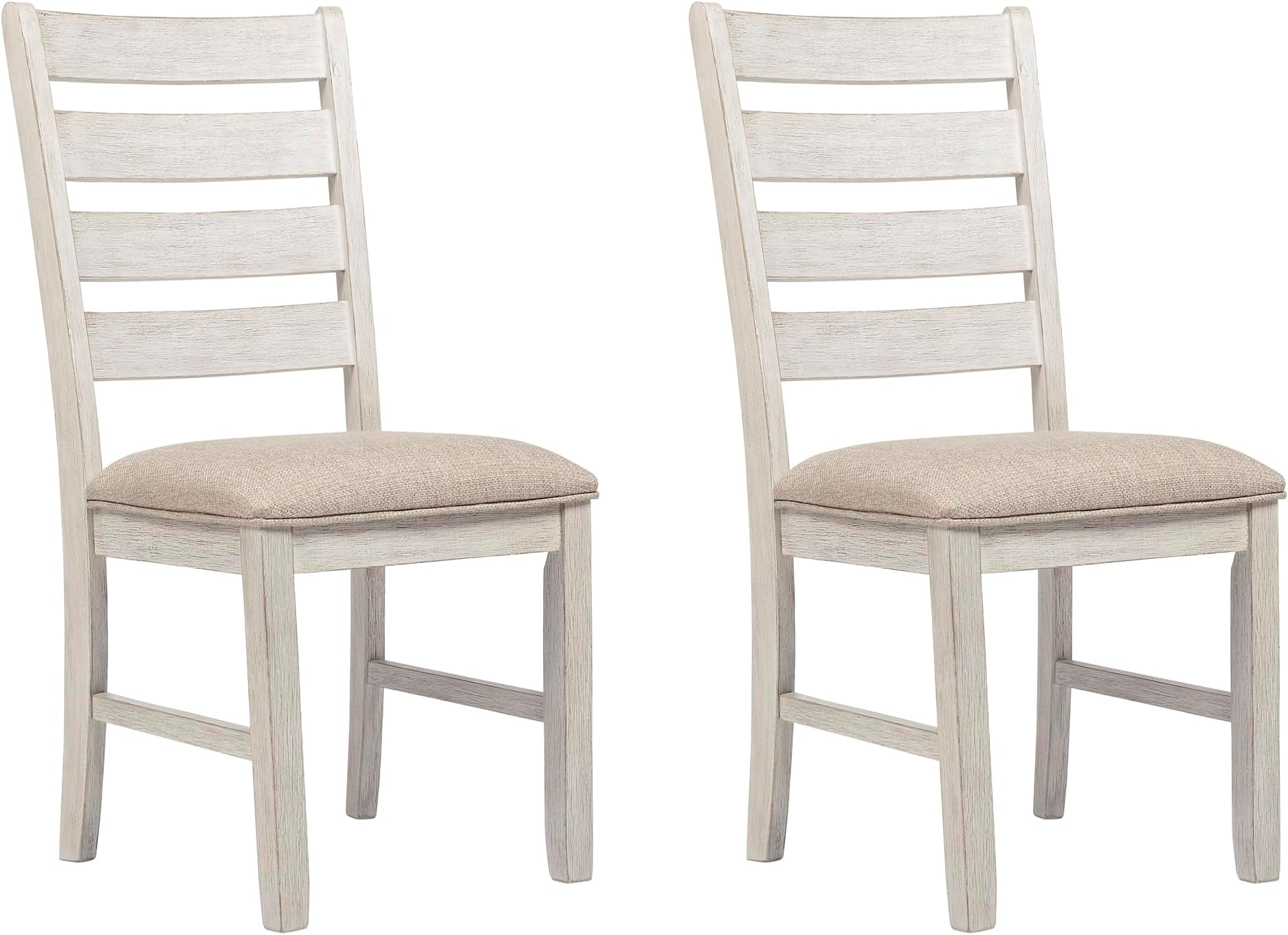 Signature Design by Ashley Skempton Modern Farmhouse Dining Room Chair, 2 Count, Ladderback Design, Wood, 17.75" W x 21.5" D x 38.63" H, White and Light Brown