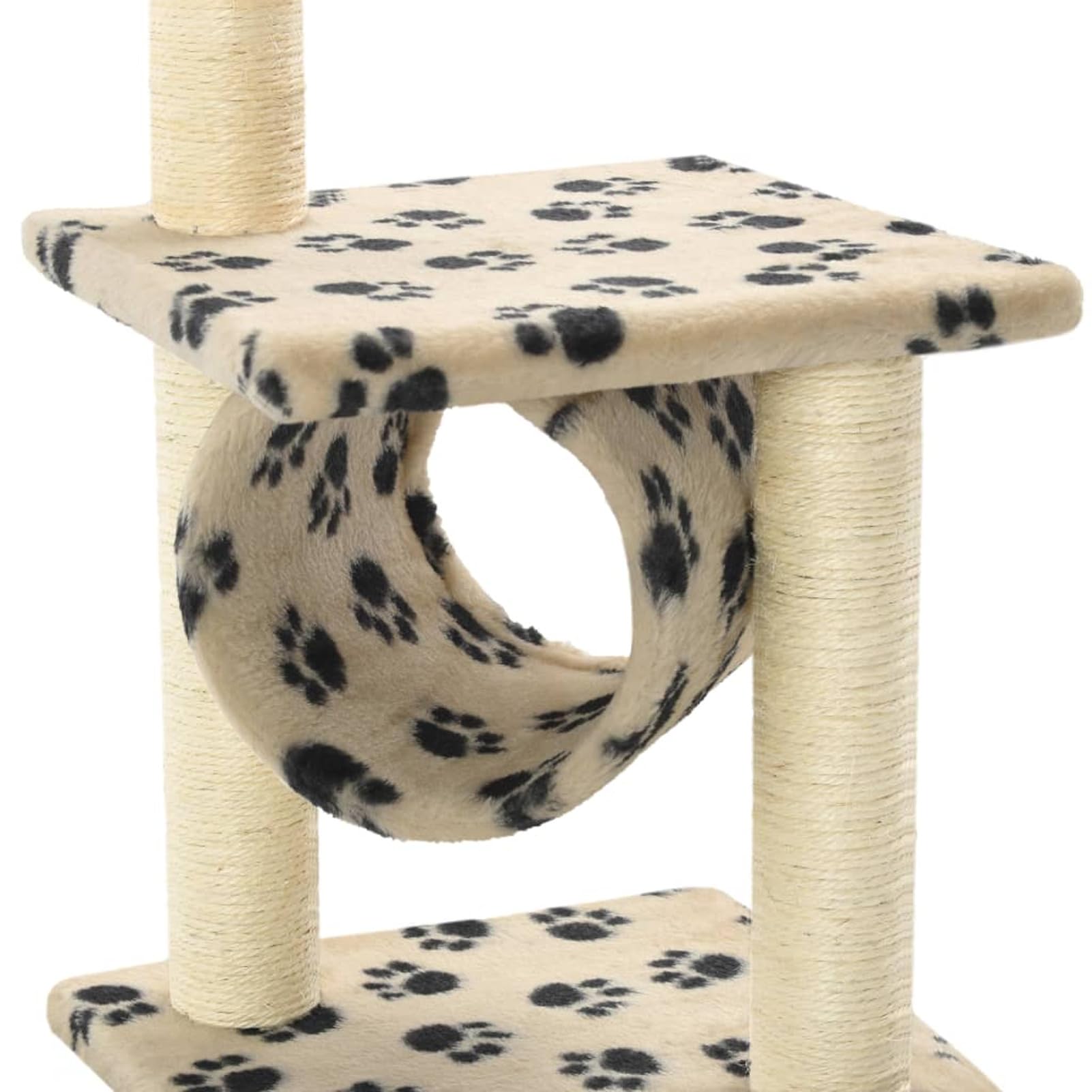 Homgoday Tiragraffi per gatti con tiragraffi in sisal, 65 cm, con stampa di zampe beige, torre tiragraffi multilivello per gatti con condomini e scala, centro attività per gatti da interno